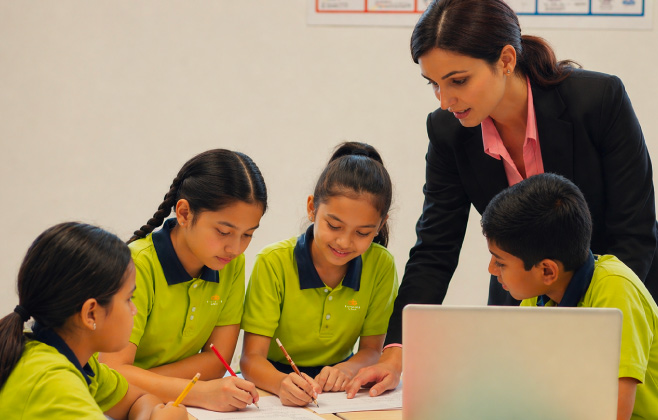 Small class with teacher