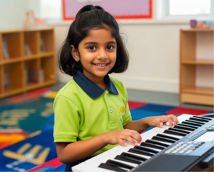 Student playing keyboard