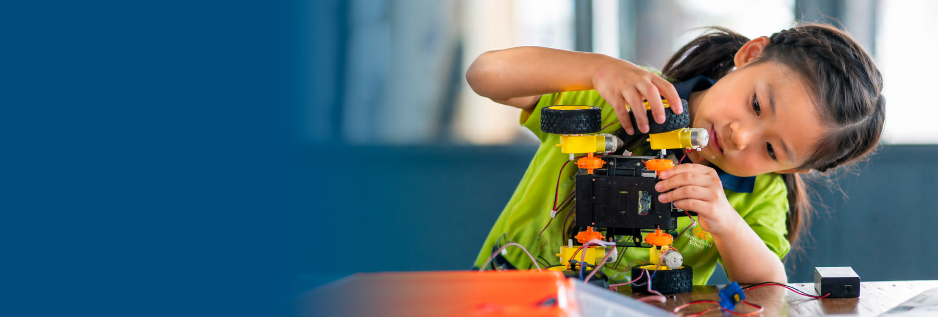 Student building robot