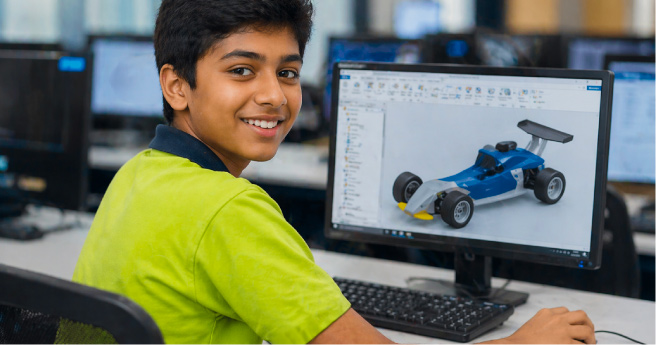 Student with computer