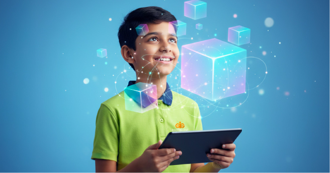 Student with technology